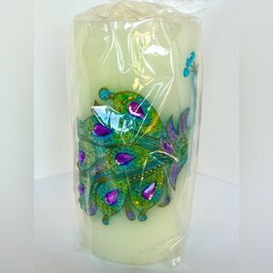 Decorative Peacock Feather Candle